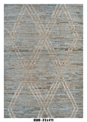 Moroccan Diamond Area Rug 3'3" x 4'11" | Soft Blue Ivory Lattice Pattern