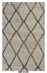 Moroccan Diamond Area Rug 3'1" x 5'0" | Neutral Ivory Black Lattice Pattern