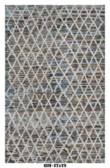 Moroccan Geometric Area Rug 3'2" x 5'0" | Blue Grey Diamond Trellis Pattern
