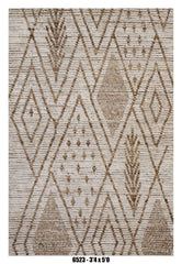 Moroccan Tribal Area Rug 3'4" x 5'0" – Neutral Ivory Taupe Diamond Pattern