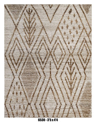 Moroccan Tribal Area Rug 3'5" x 4'4" | Neutral Ivory Taupe Diamond Pattern
