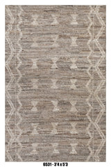 Moroccan Tribal Area Rug 3'4" x 5'3" | Neutral Taupe Ivory Diamond Pattern