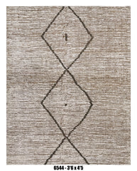 Moroccan Diamond Area Rug 3'6" x 4'5" – Neutral Ivory Black Minimal Pattern