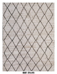 Moroccan Diamond Area Rug 3'4" x 4'5" – Neutral Ivory Black Lattice Pattern