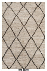 Moroccan Diamond Area Rug 3'2" x 4'11" – Neutral Ivory Black Lattice Pattern