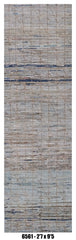 Modern Runner Rug 2'7" x 9'5" | Blue Gray Taupe Grid Hallway Rug