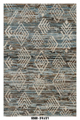 Moroccan Tribal Area Rug 3'4" x 5'1" – Blue Grey Diamond Pattern