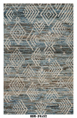 Moroccan Tribal Area Rug 3'4" x 5'2" – Blue Grey Diamond Pattern