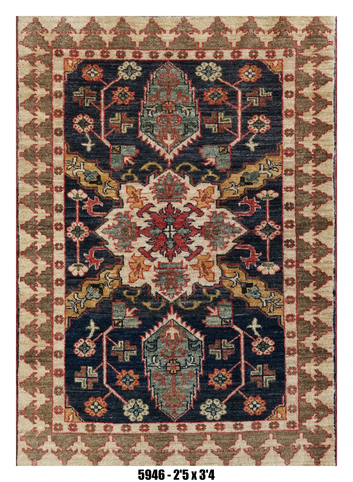 Handmade Afghan Rug — 3x4-5
