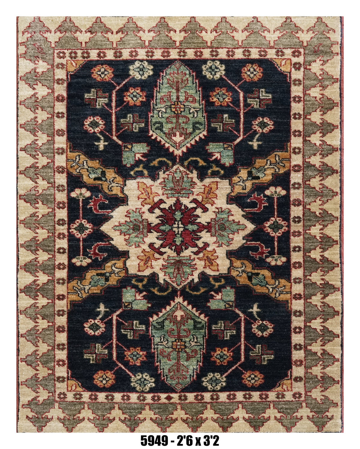 Handmade Afghan Rug — 3x4-5