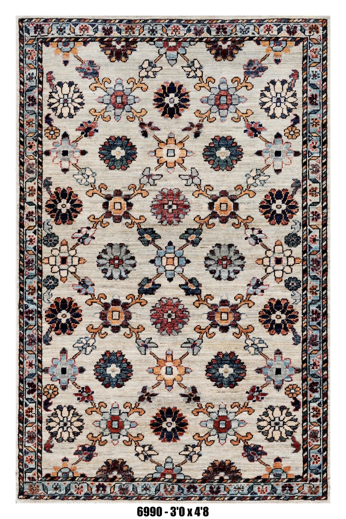 Handmade Afghan Rug — 3x4-5