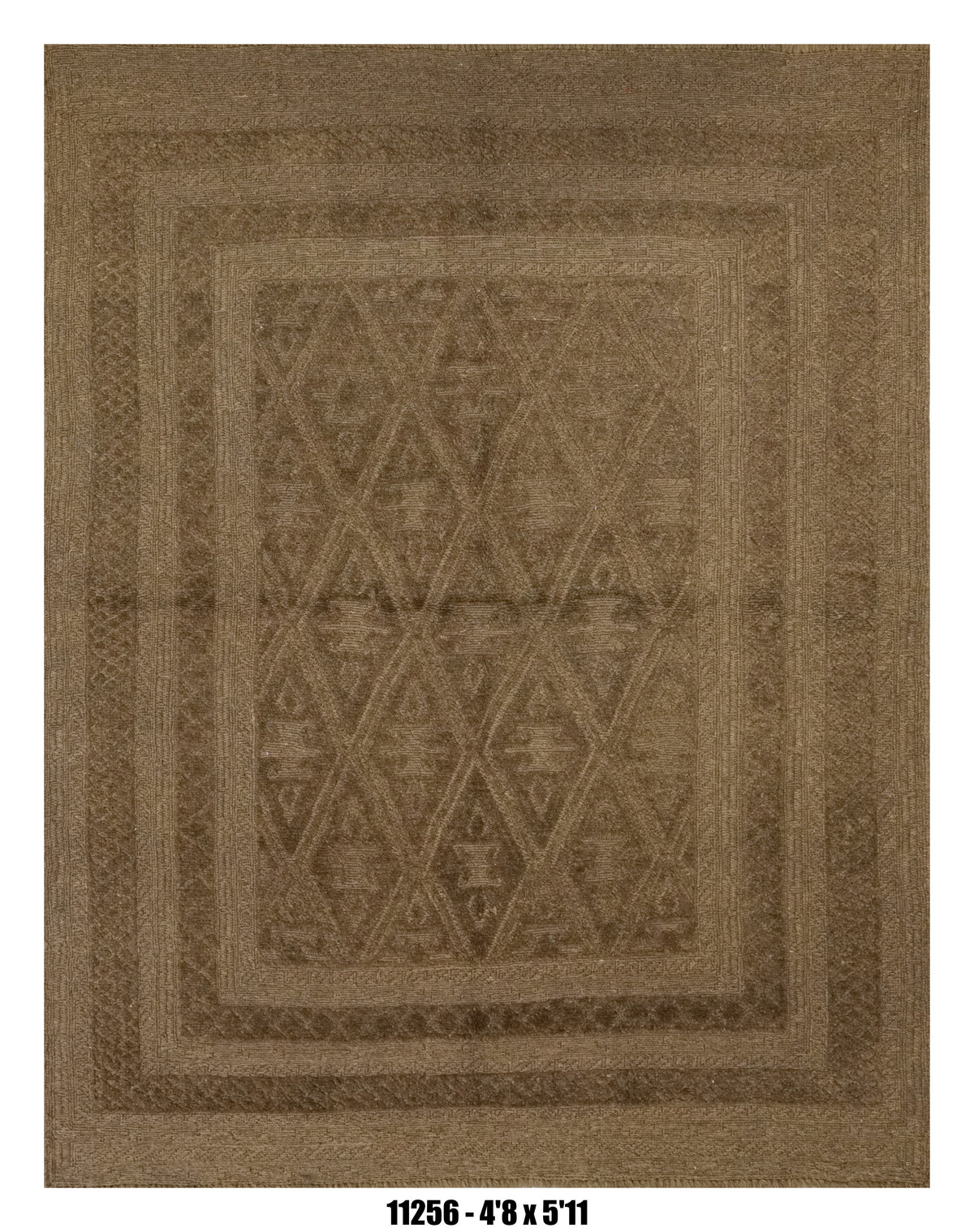 Killim Taupe Textured Area Rug |Tonal Geometric Border Design