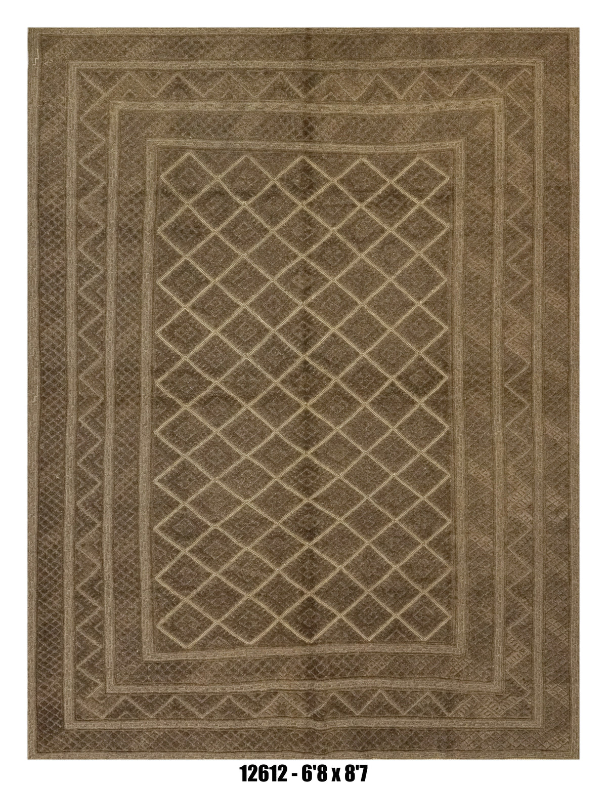 Killim Taupe Brown Textured Area Rug – Tonal Lattice Geometric Design –