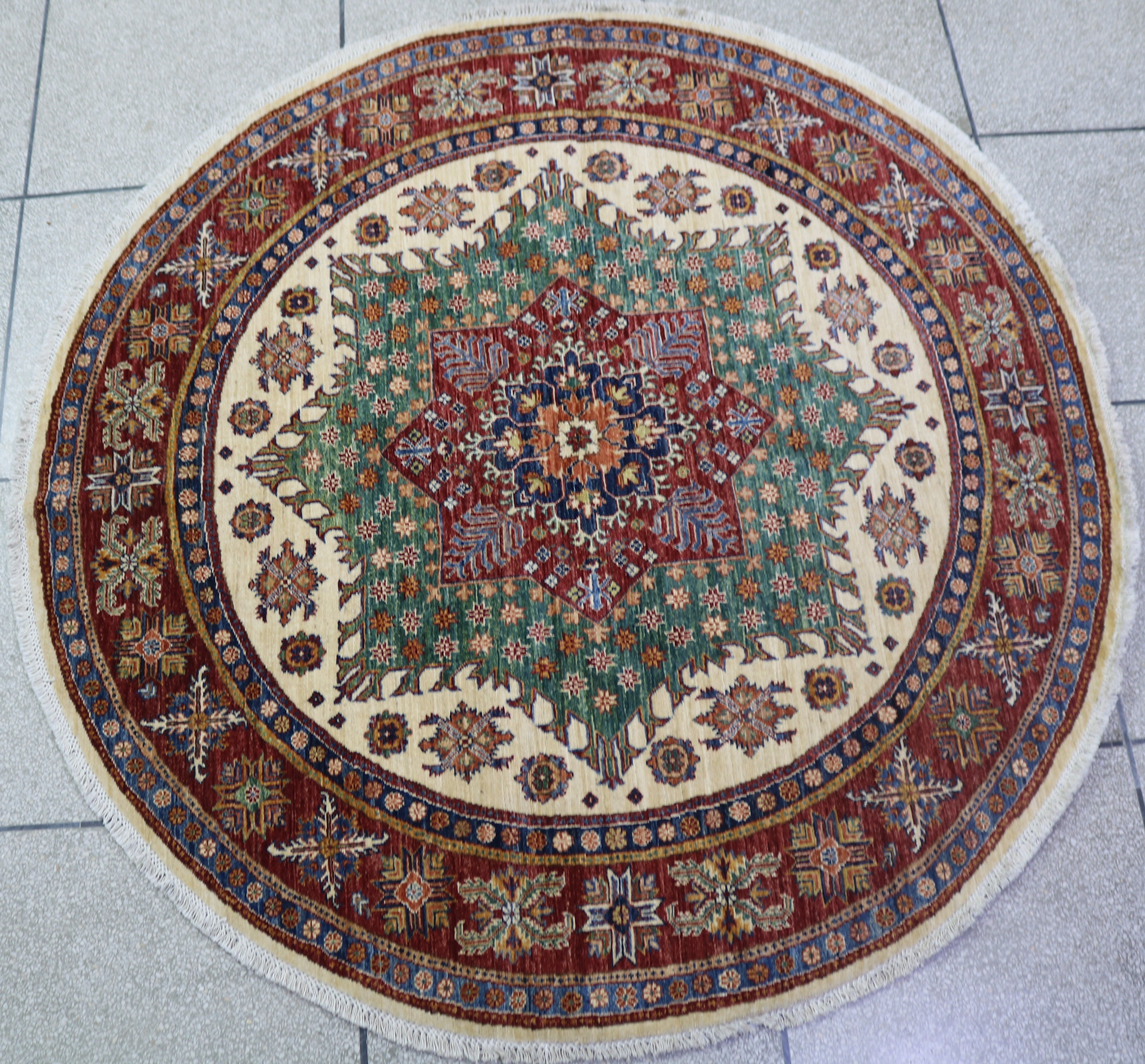 Handmade Afghan Rug — Round-Square