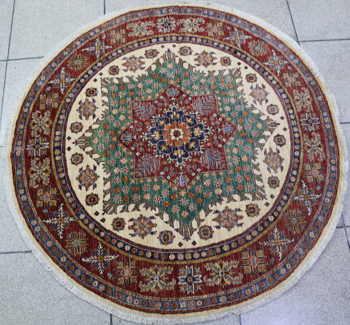 Handmade Afghan Rug — Round-Square