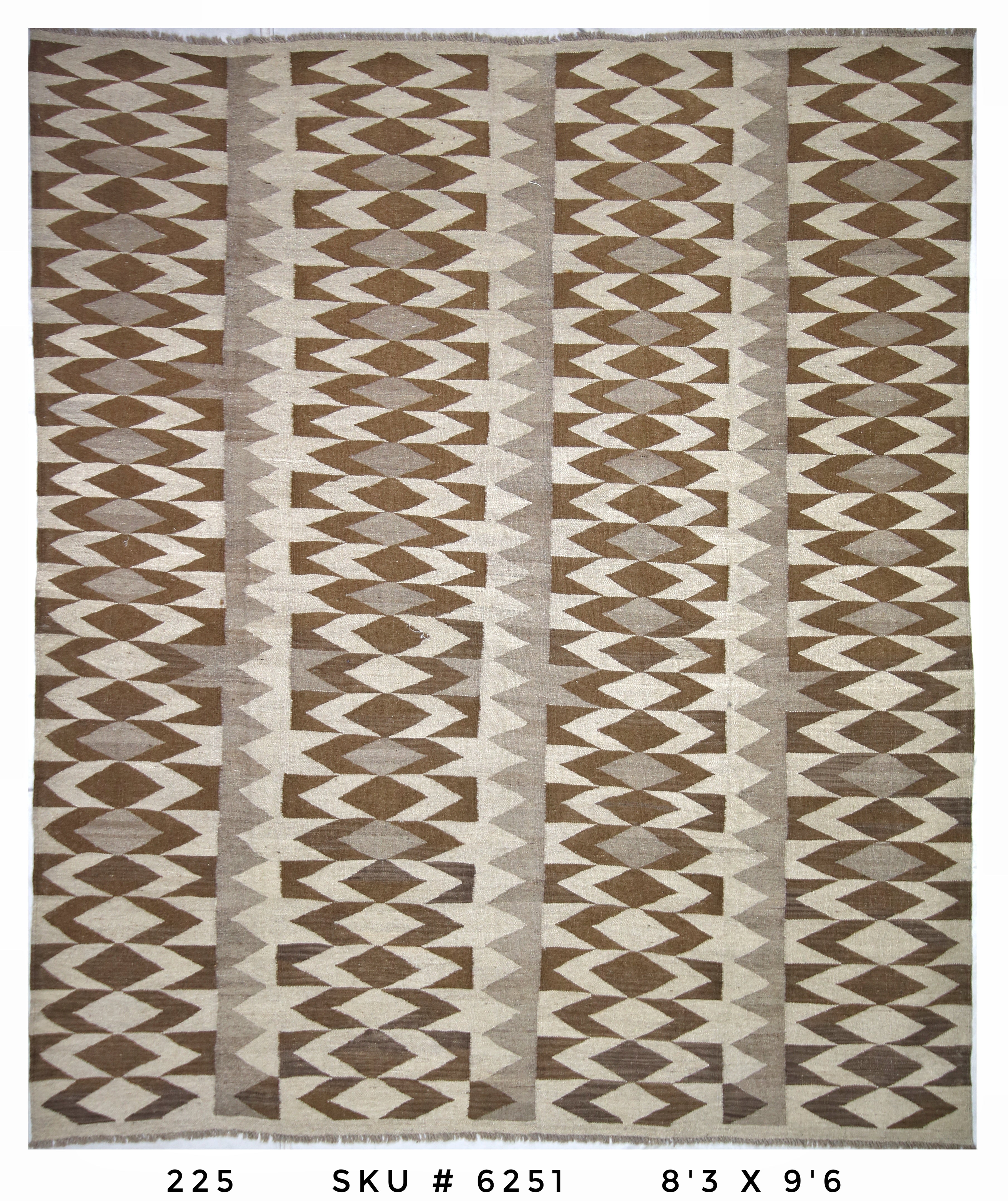 Neutral Brown Tribal Kilim Area Rug
