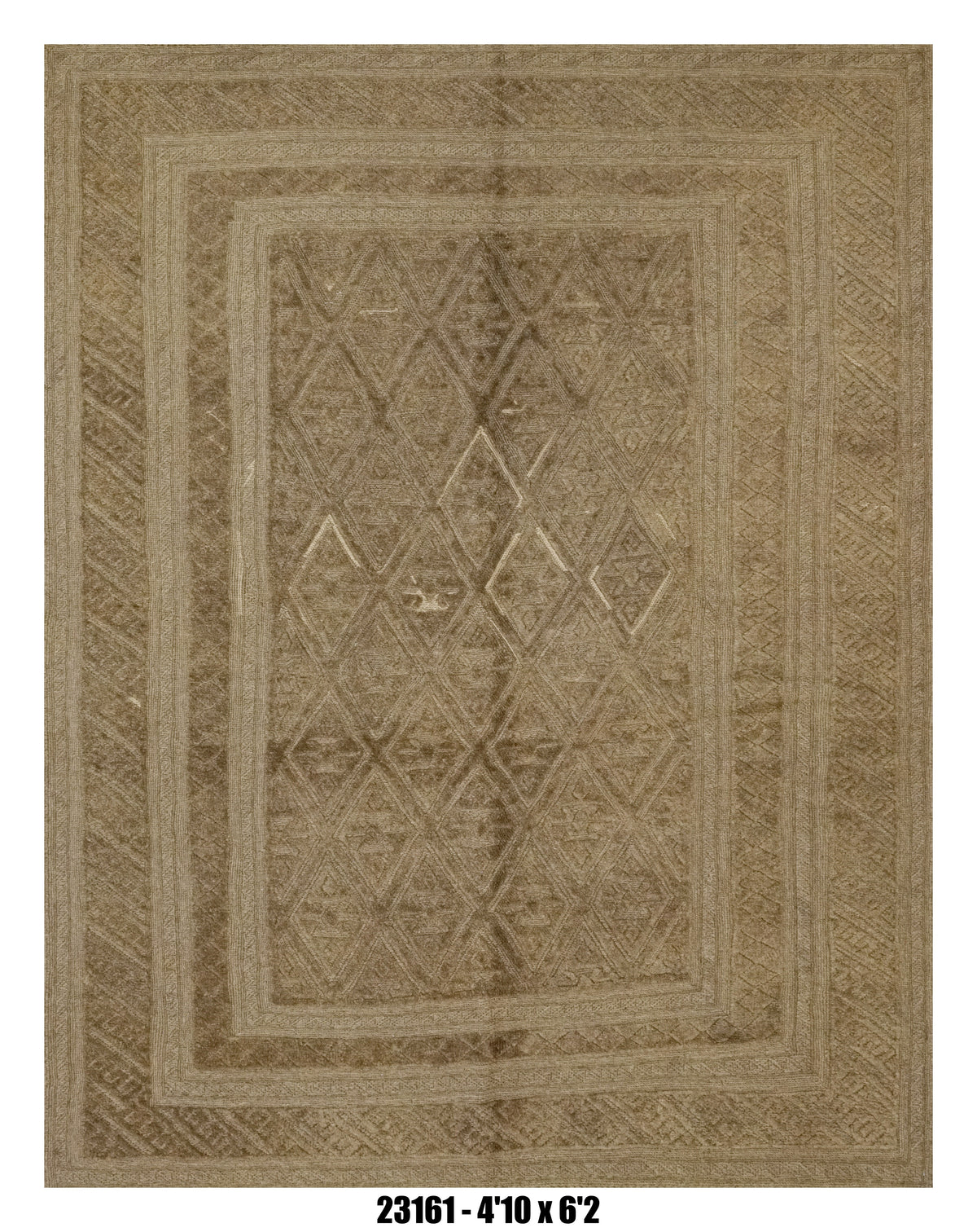 Killim Taupe Textured Area Rug – Tonal Geometric Diamond Design – 4'10" x 6'2" –