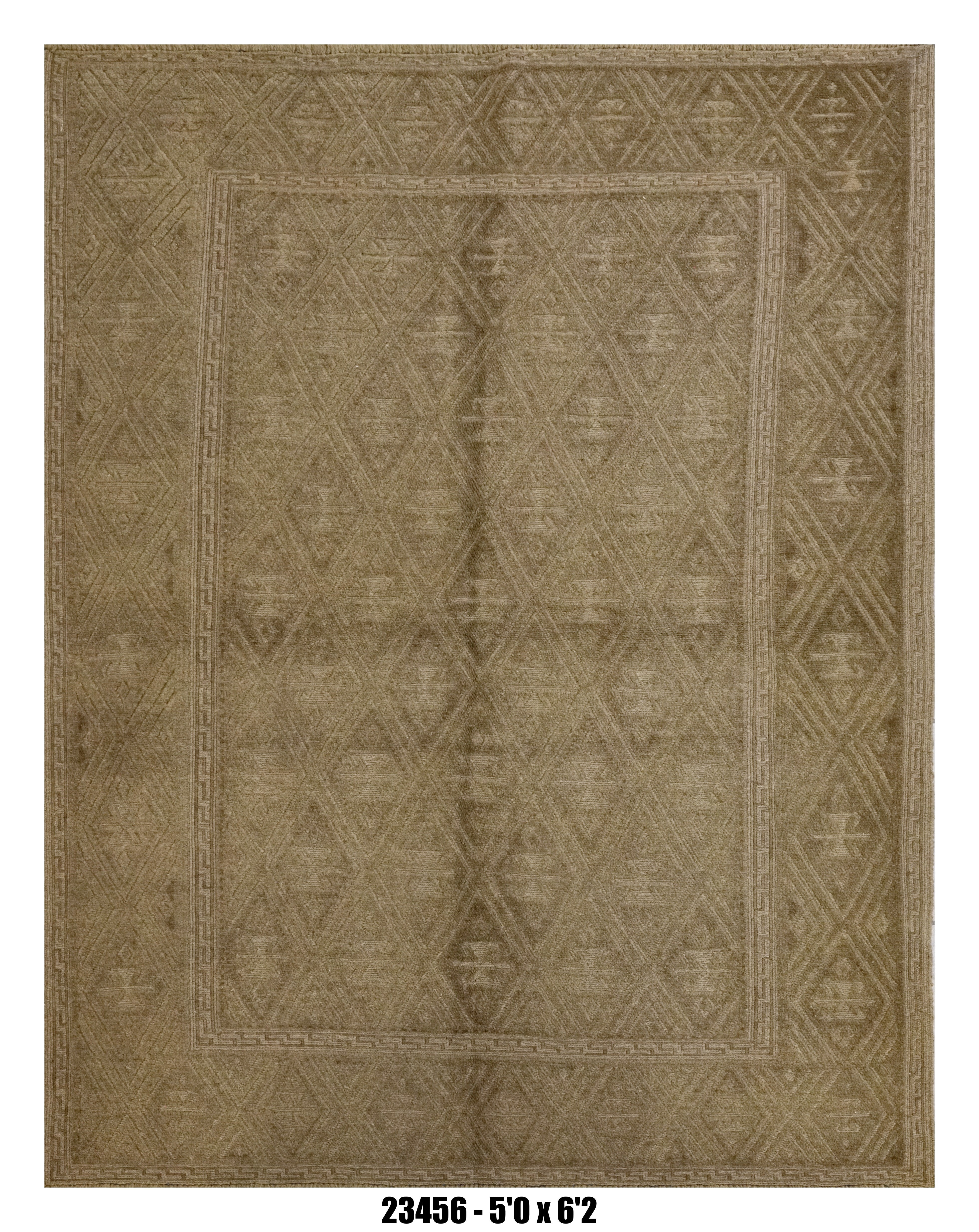 Killim Taupe Brown Textured Area Rug – Tonal Geometric Diamond Design – 5'0" x 6'2" –