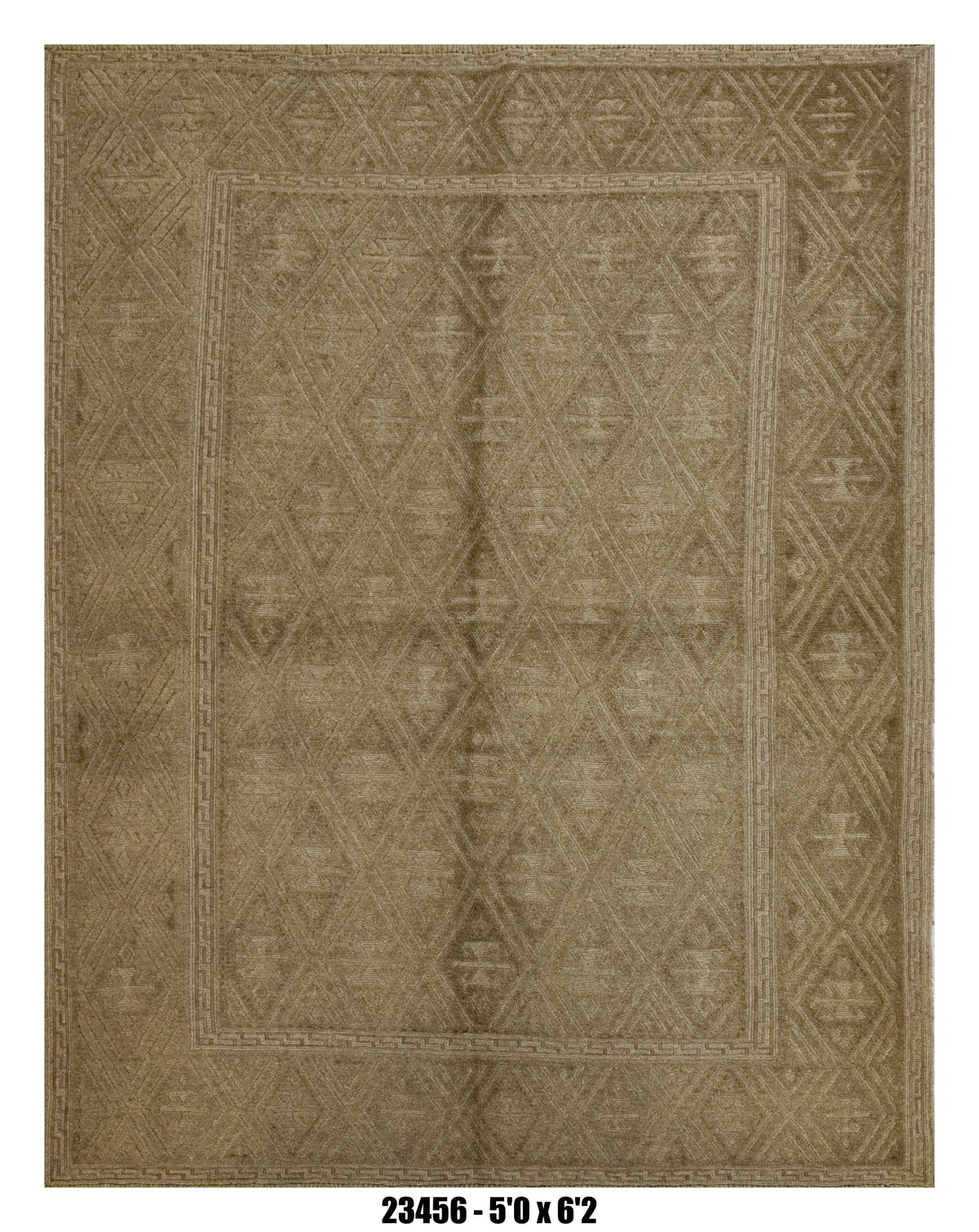 Killim Taupe Brown Textured Area Rug – Tonal Geometric Diamond Design – 5'0" x 6'2" –