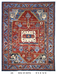 Handmade Afghan Rug — 9x12