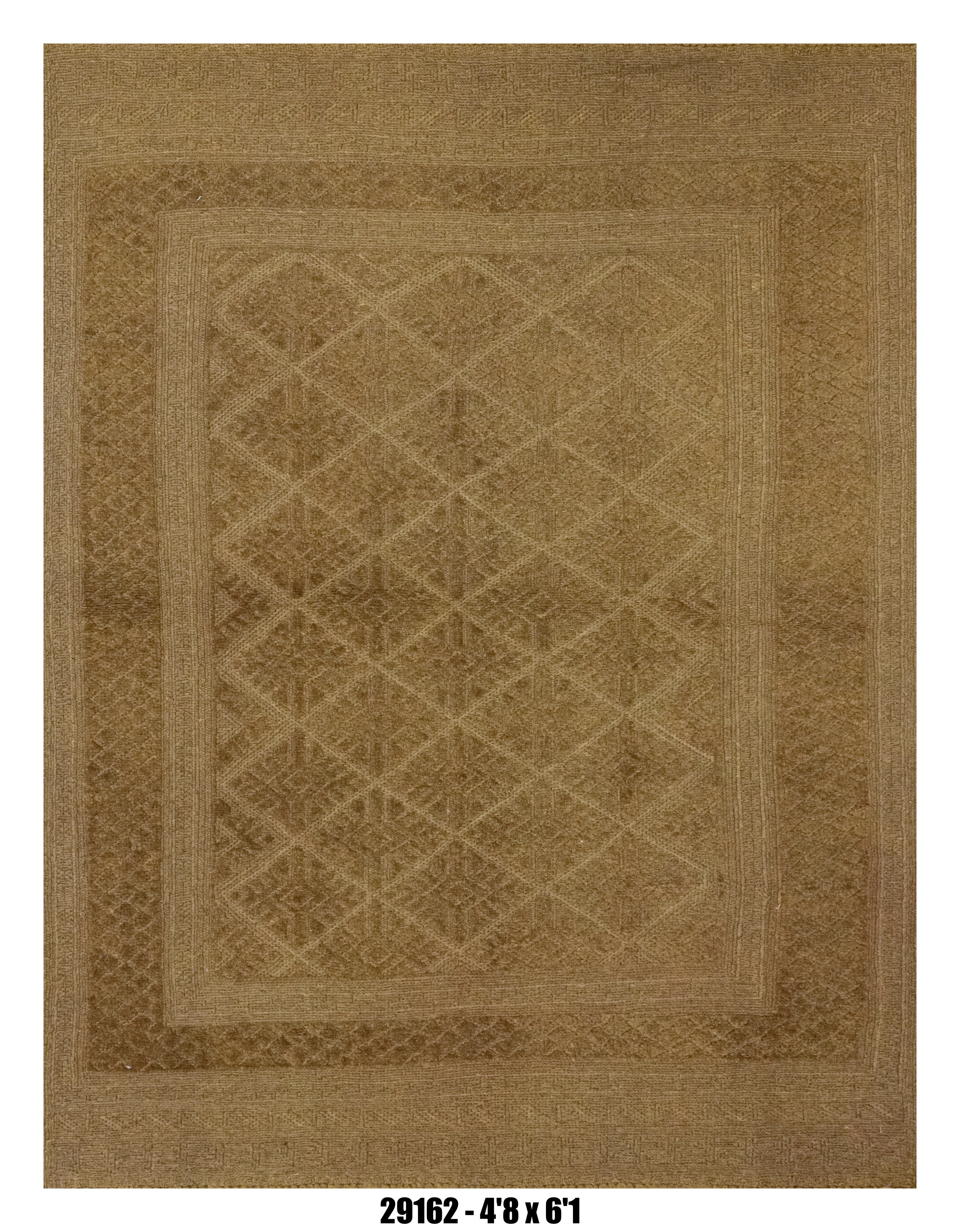 Killim Camel Brown Textured Area Rug – Tonal Geometric Diamond Design – 4'8" x 6'1" –