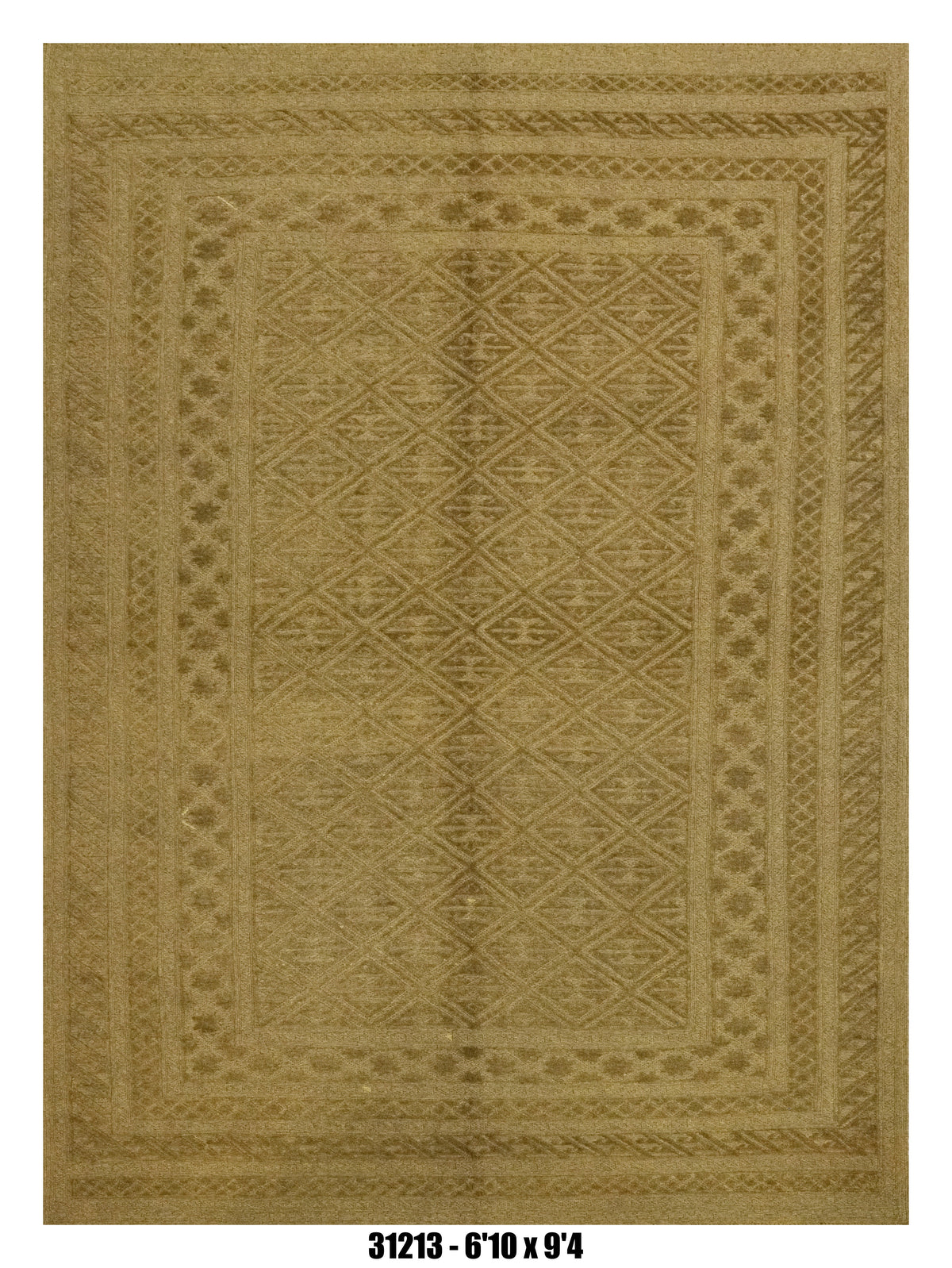 Beige Tonal Geometric Kilim Area Rug – 6'10" x 9'4"