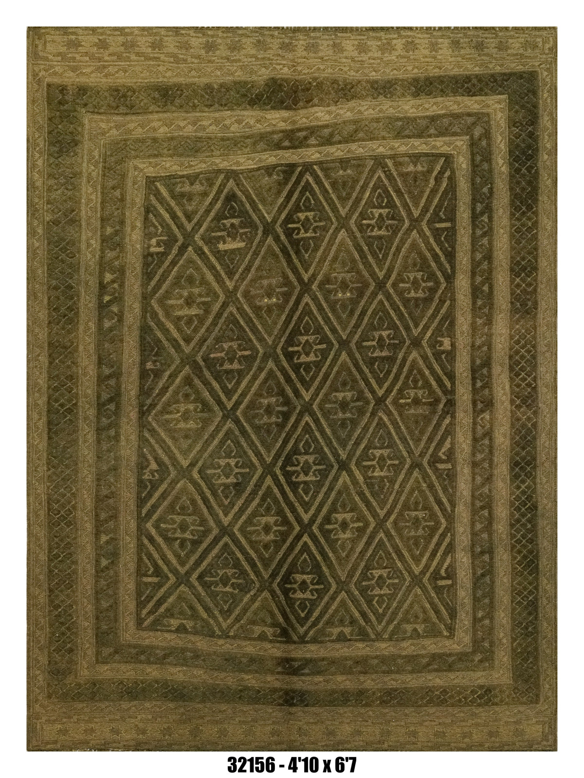 Killim Dark Taupe Textured Area Rug – Tonal Geometric Diamond Design – 4'10" x 6'7"