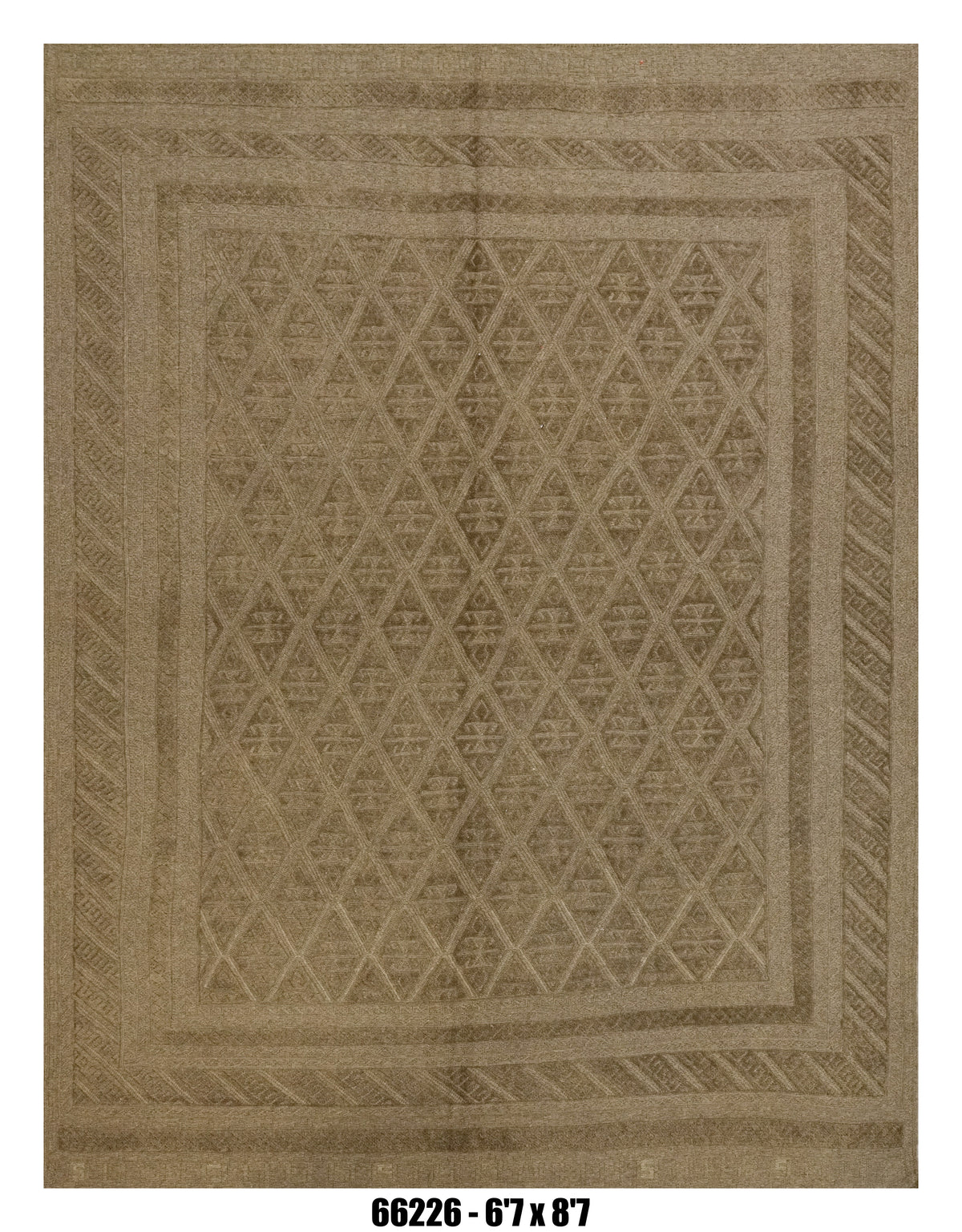 Moroccan Area Rug 6'7" x 8'7" – Taupe Beige Tonal Tribal Diamond Living Room Rug |