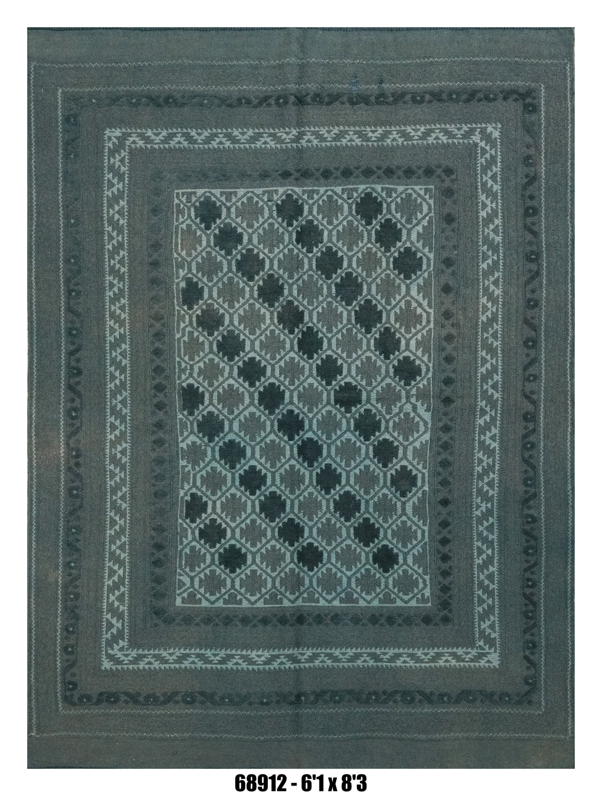 Muted Green Geometric Kilim Area Rug