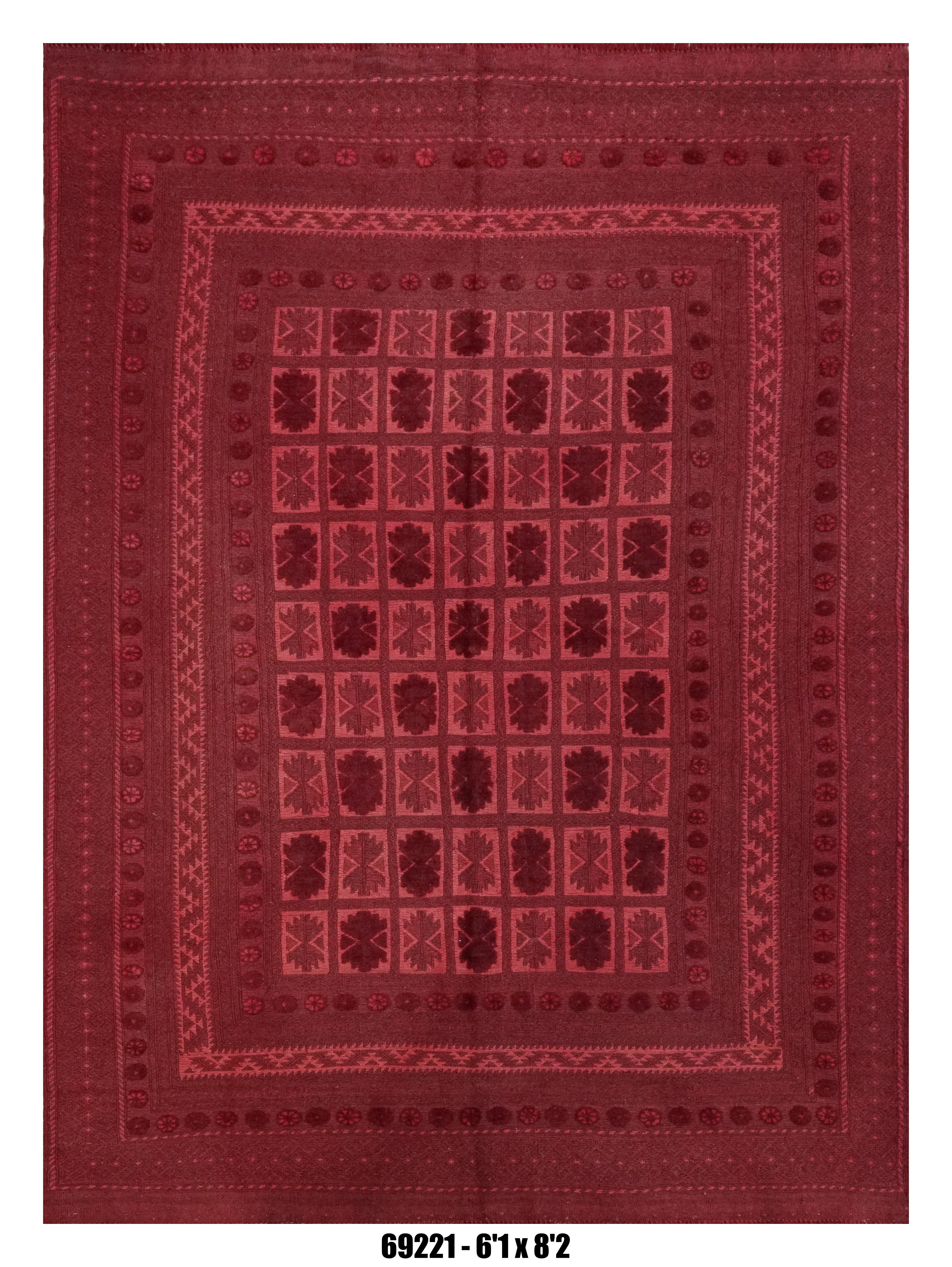 Deep Red Tribal Kilim Area Rug