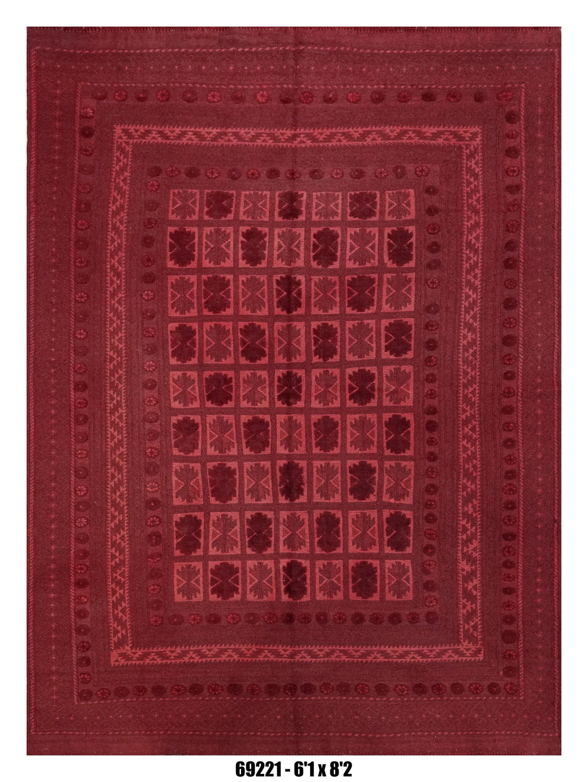 Deep Red Tribal Kilim Area Rug
