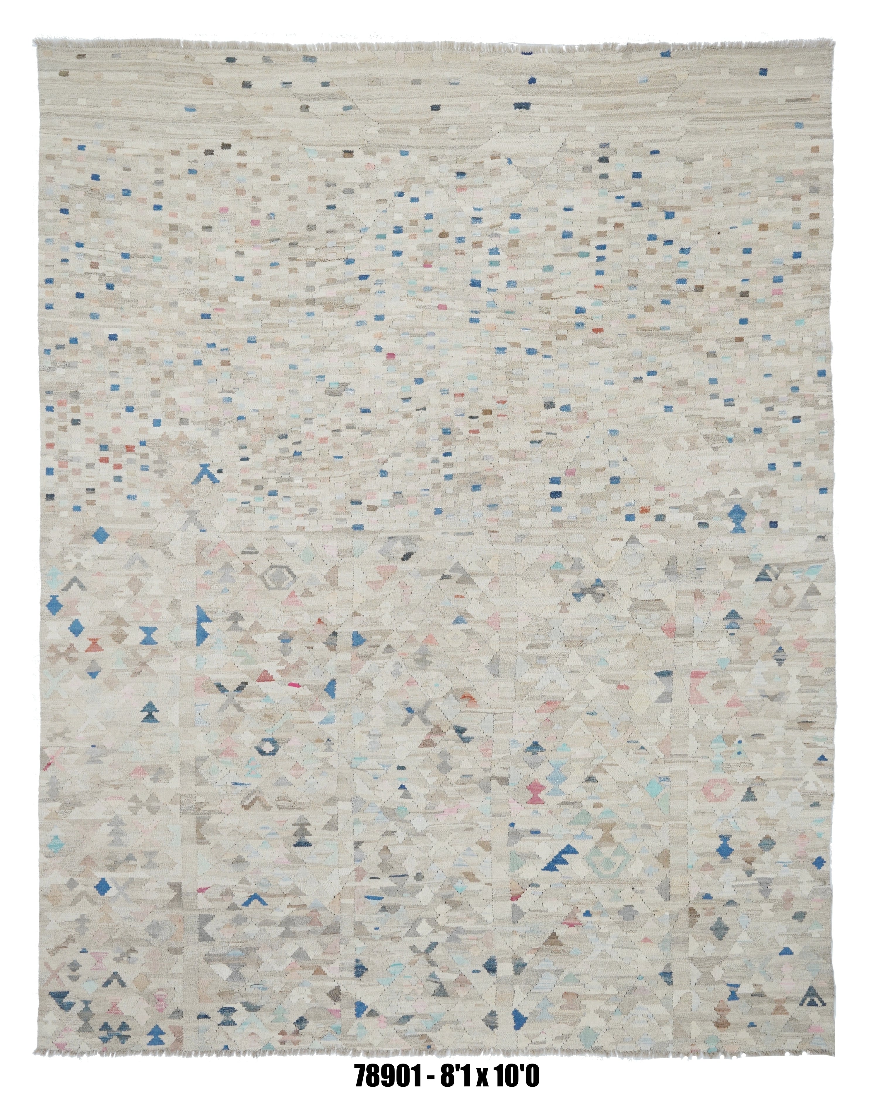Ivory Abstract Tribal Kilim Area Rug –