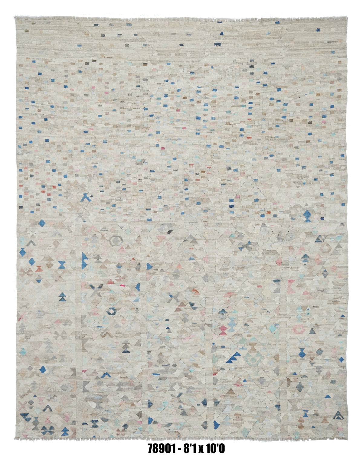 Ivory Abstract Tribal Kilim Area Rug –