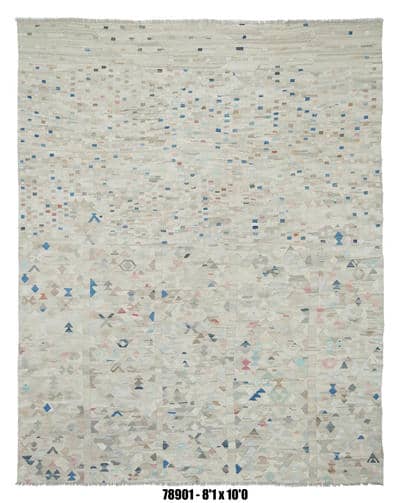 Ivory Abstract Tribal Kilim Area Rug – 8'1" x 10'0" –