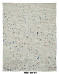 Ivory Abstract Tribal Kilim Area Rug – 8'1" x 10'0" –