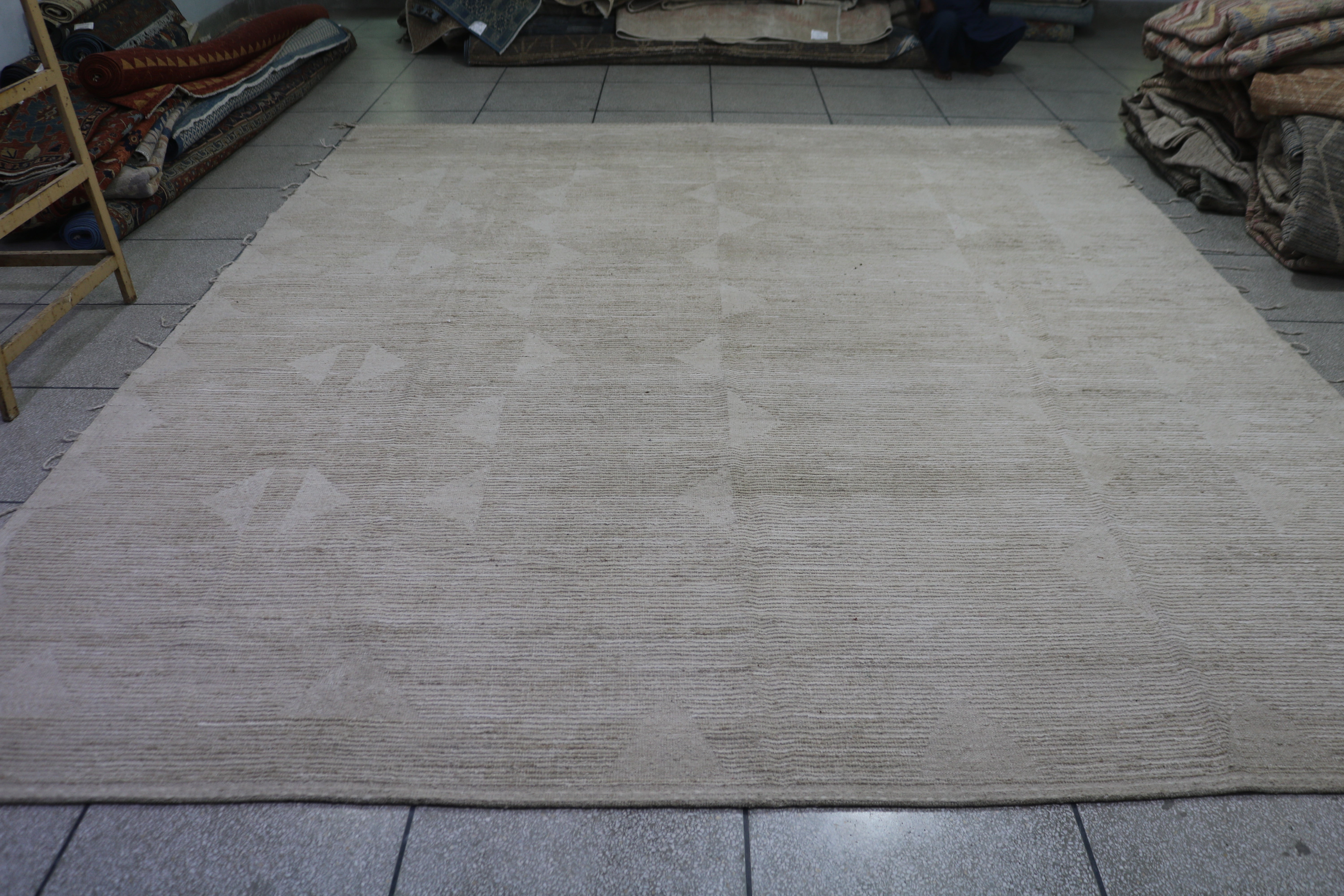 Moroccan Tone-on-Tone Area Rug | Ivory Subtle Geometric Pattern