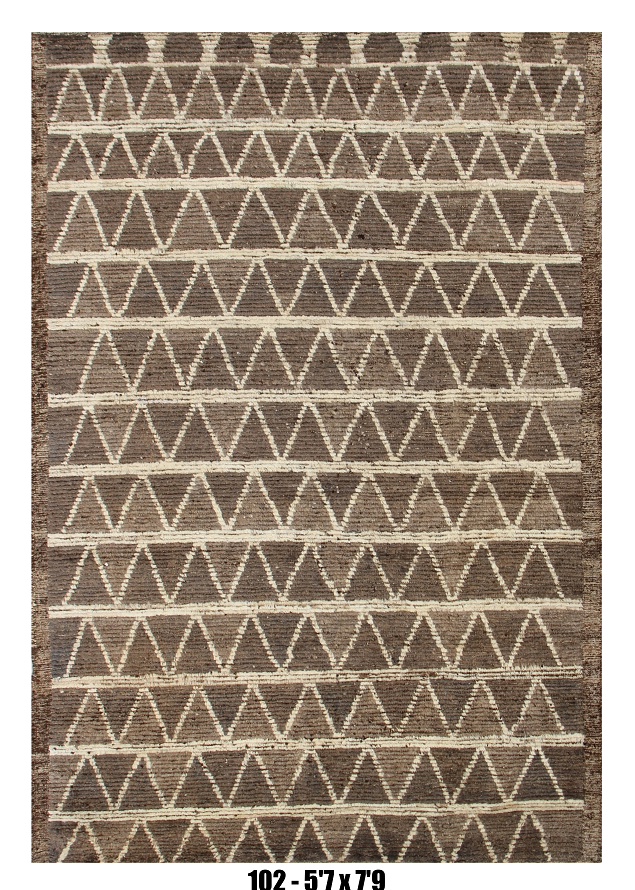Brown Moroccan Rug Tribal Triangle Geometric Design