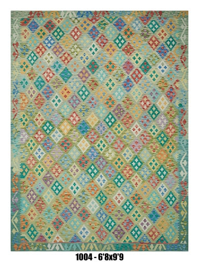 Pastel Multicolor Kilim Area Rug – 6'8" x 9'9"