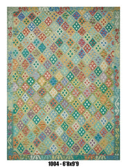Pastel Multicolor Kilim Area Rug – 6'8" x 9'9"