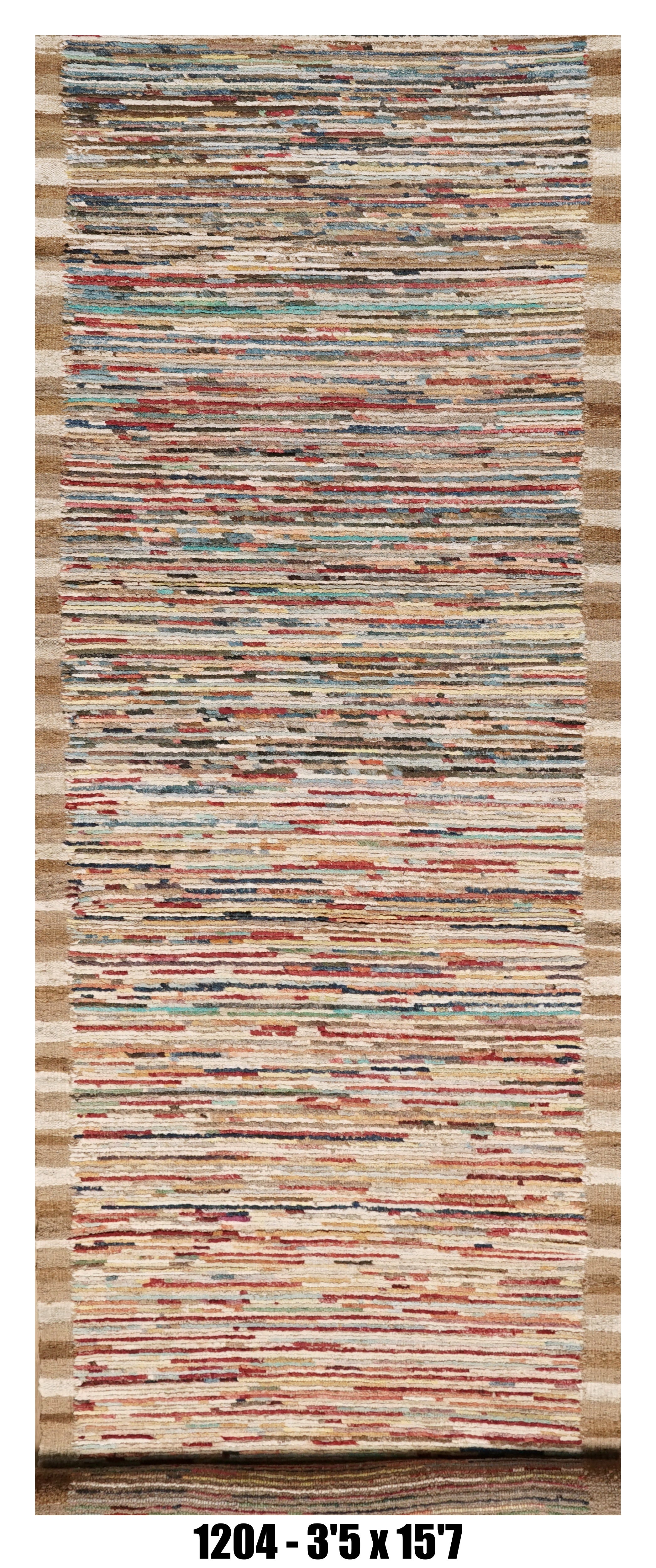 Moroccan Runner Rug 3'5" x 15'7"g |  Multicolor Striped Hallway Ru