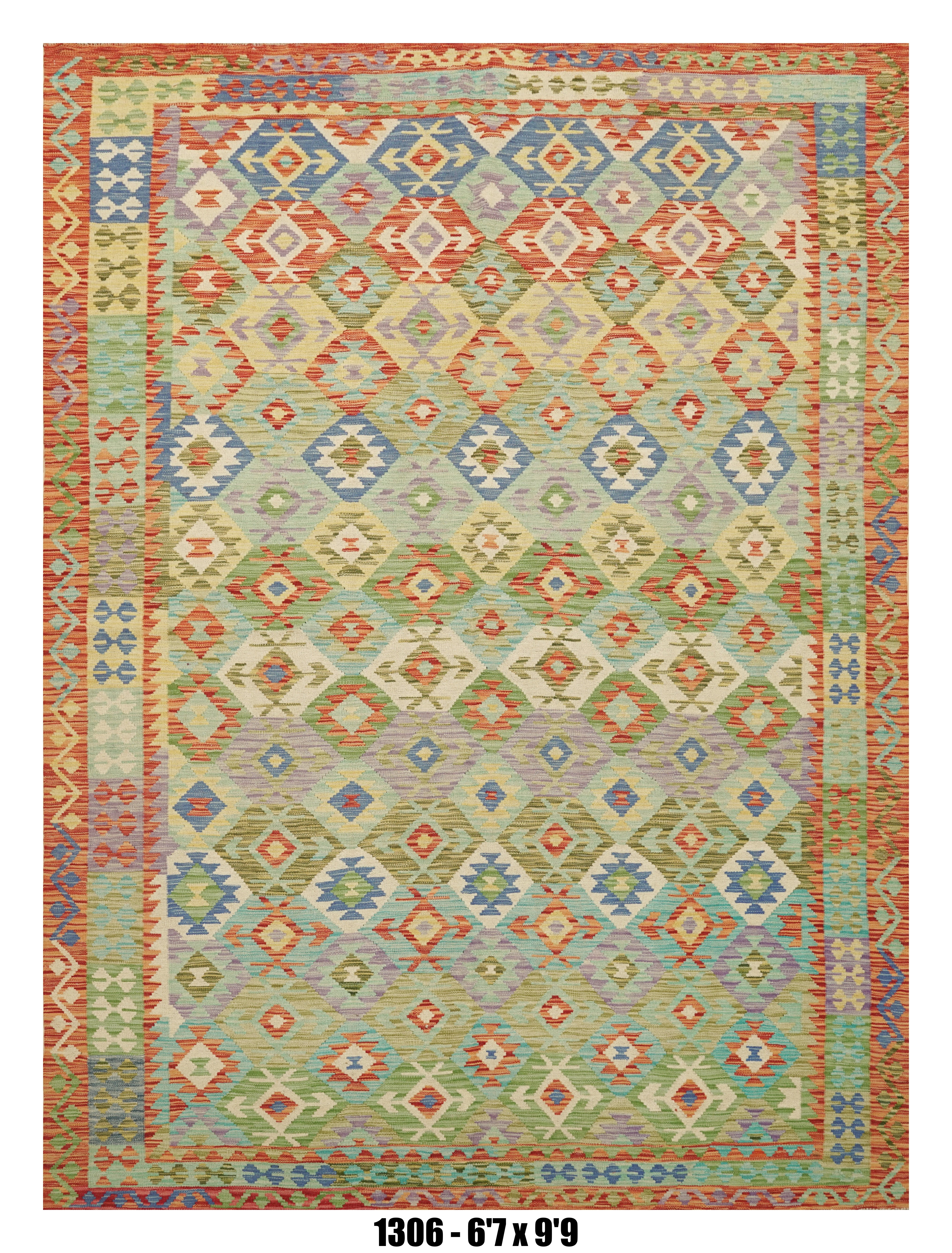 Pastel Diamond Geometric Kilim Area Rug