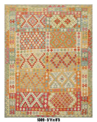 Handmade Afghan Rug — Killim 6x8-9