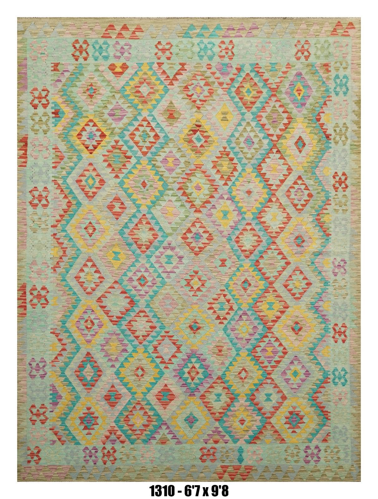 Pastel Diamond Kilim Area Rug – 6'7" x 9'8"