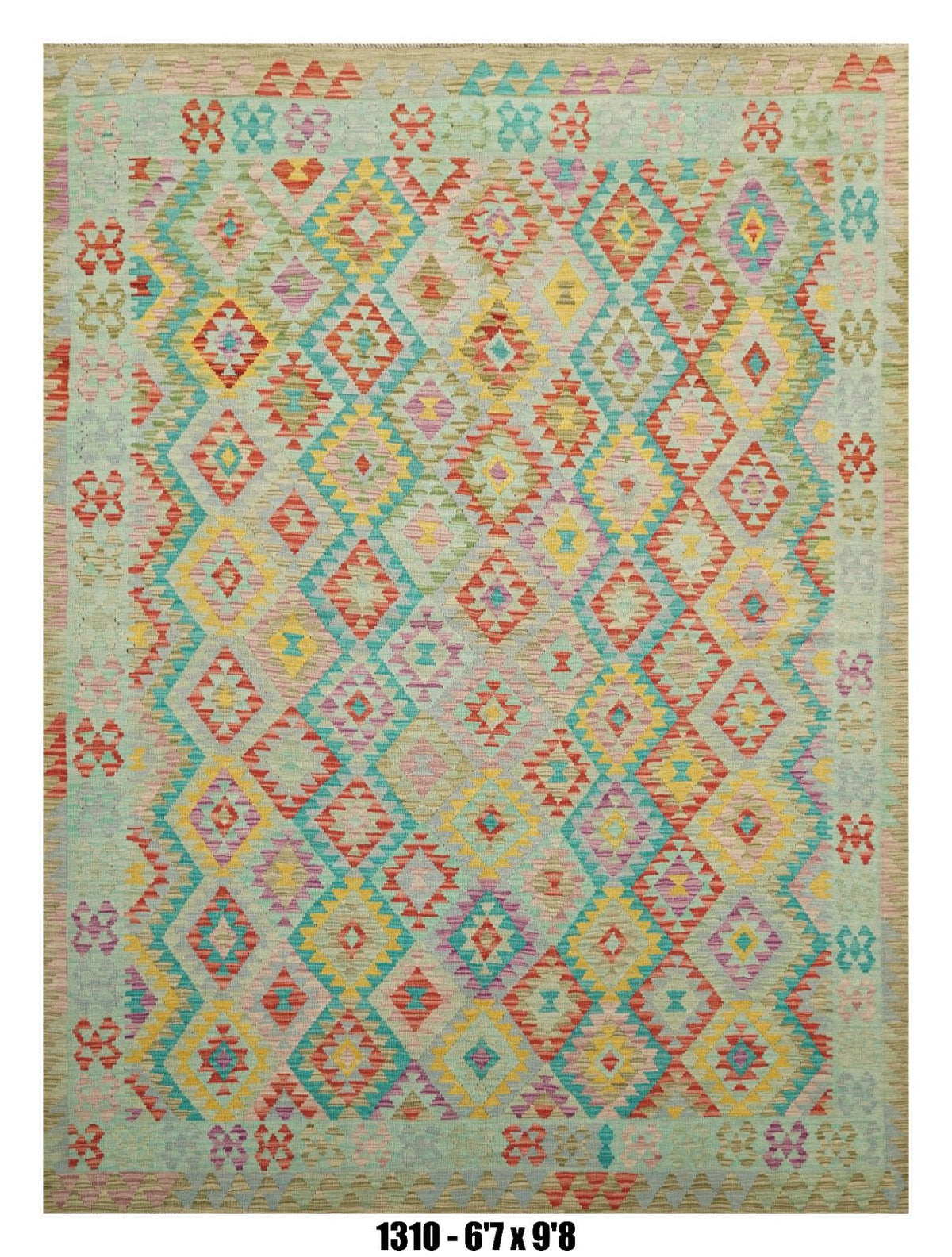 Pastel Diamond Kilim Area Rug – 6'7" x 9'8"