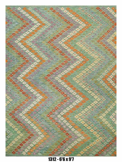 Pastel Chevron Kilim Area Rug – 6'6" x 9'7" –
