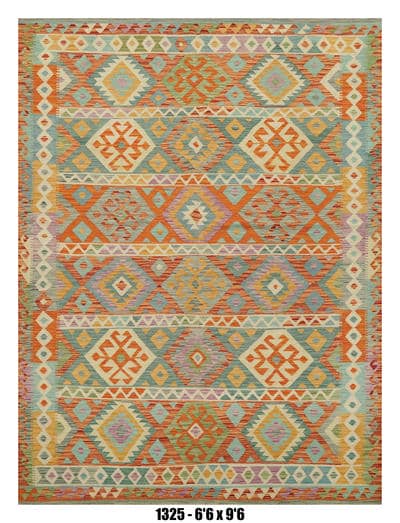 Pastel Tribal Stripe Kilim Area Rug – 6'6" x 9'6"