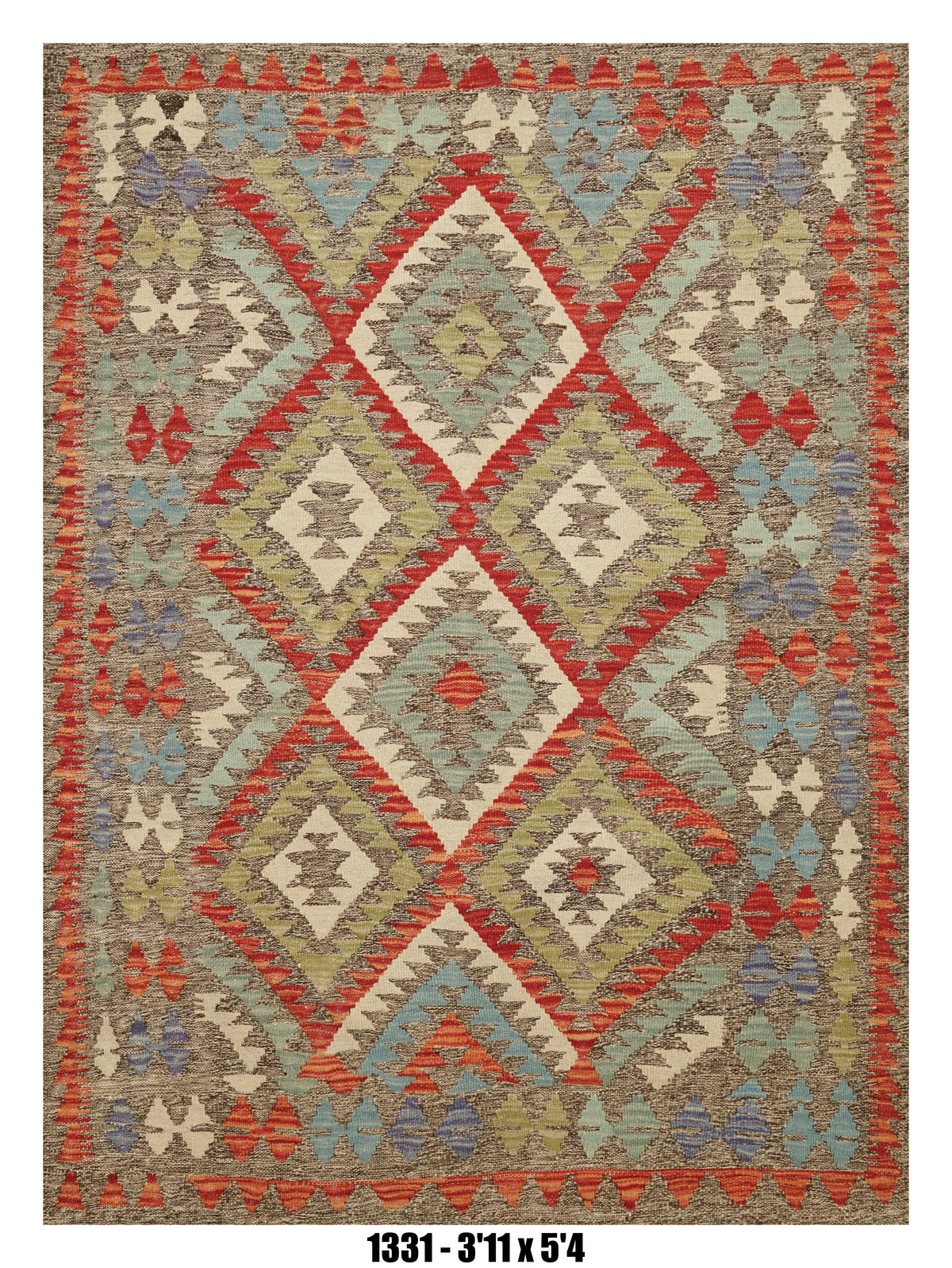 Killim Multicolor Geometric Area Rug | Tribal Diamond Medallion Design