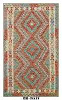 Kilim Area Rug 3'4" x 6'4" – Multicolor Geometric Diamond Flatweave Rug