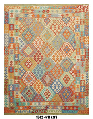 Vibrant Diamond Kilim Area Rug