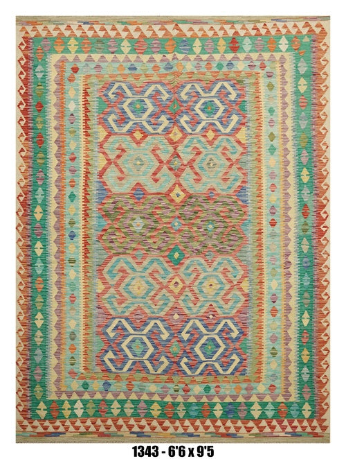 Pastel Tribal Geometric Kilim Area Rug